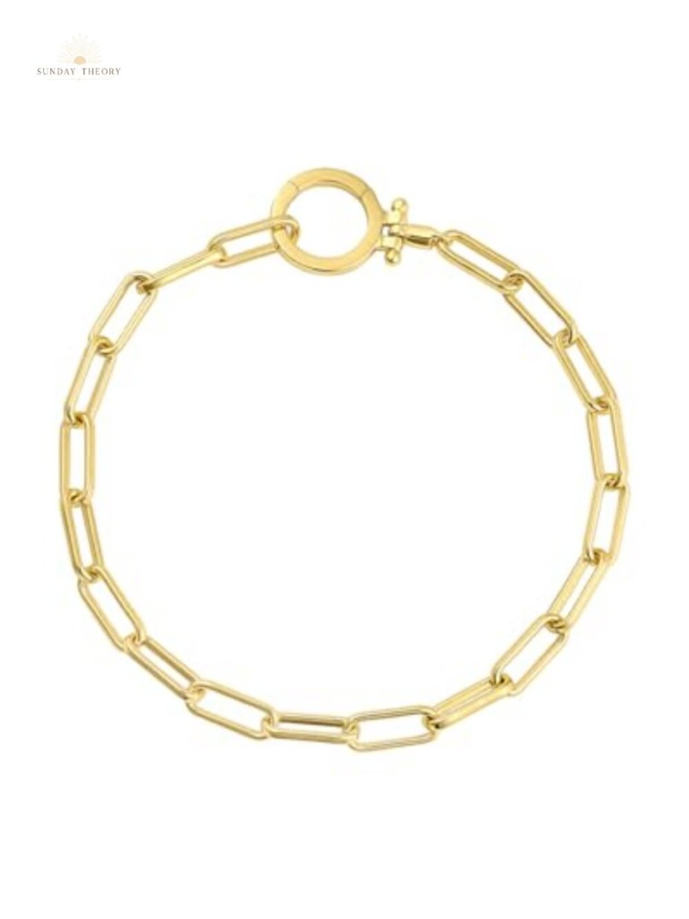 18K Gold Plated Paperclip Chain Bracelet 7.25" Link Layering Jewelry